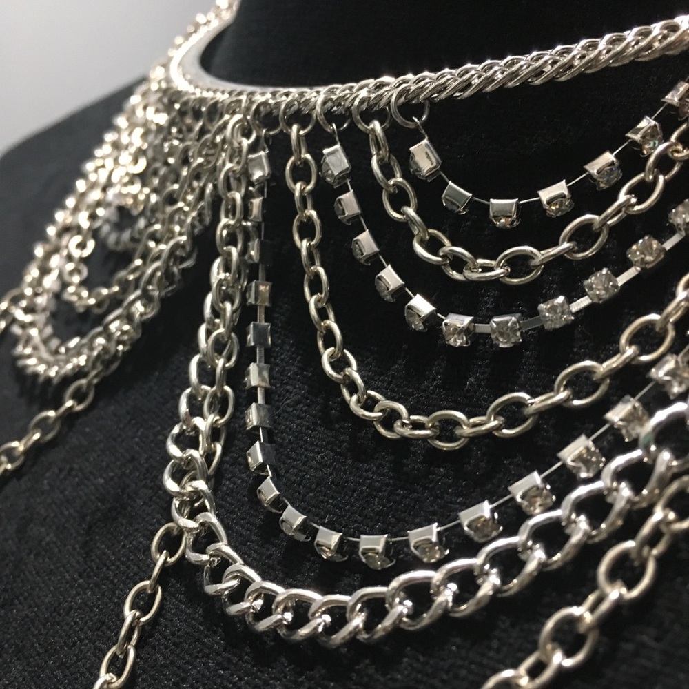 Draped Chandelier Rhinestone Chain Necklace - Picture 3 of 7